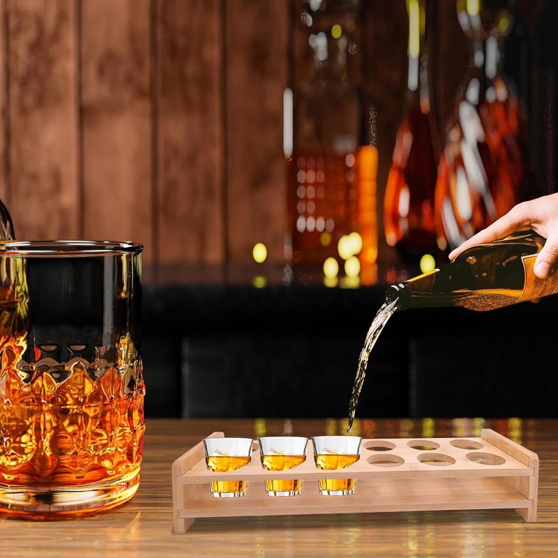 GeryVtee 12 Shot Glass Holder Wine Glass Cup Serving Tray Cups Organizer Shot Display for Bar Accessories for Party, Bar, Club Hole: 1.53 Inch - Image 5